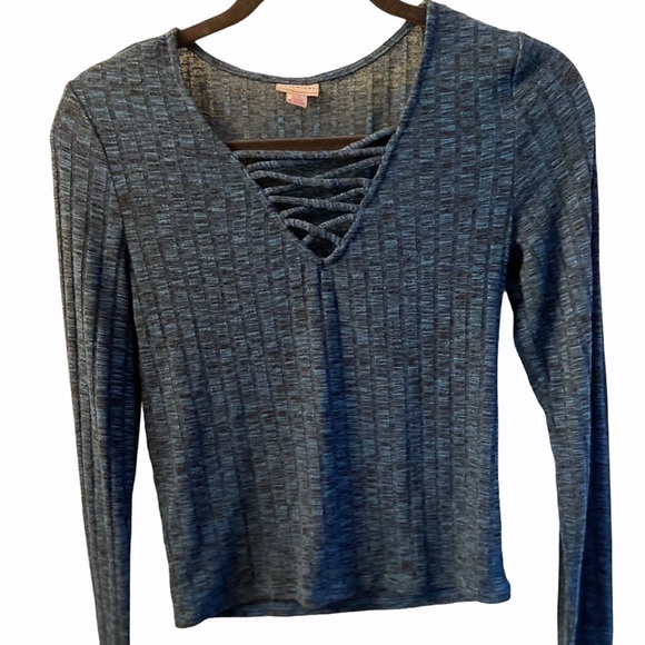 Cape Juby Sweaters - Cape Jube Beautiful Blue Laced V Neck Sweater
